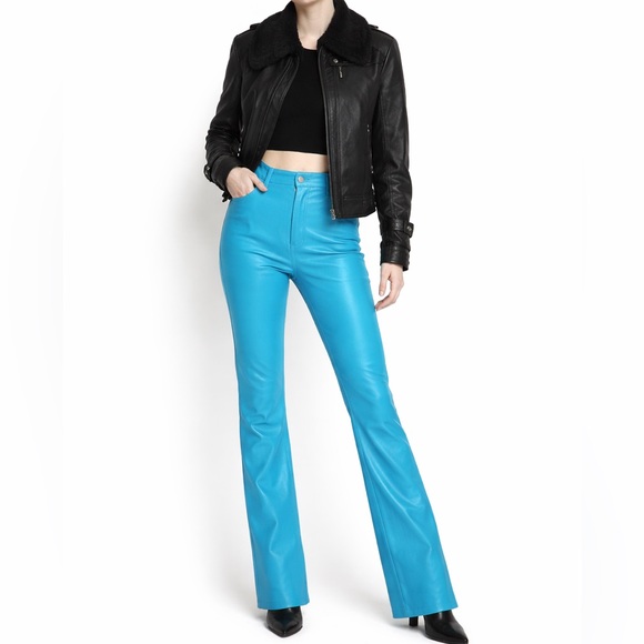 Ralph Lauren Black Label Pants - Ralph Laurent Black labell Vibrant Blue 100% Leather bootcut Pants 4